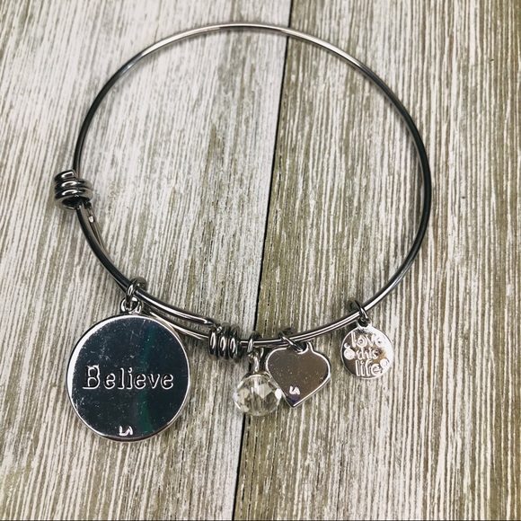 3/$15 Footnotes Butterfly Believe Charm Bangle - Picture 6 of 8